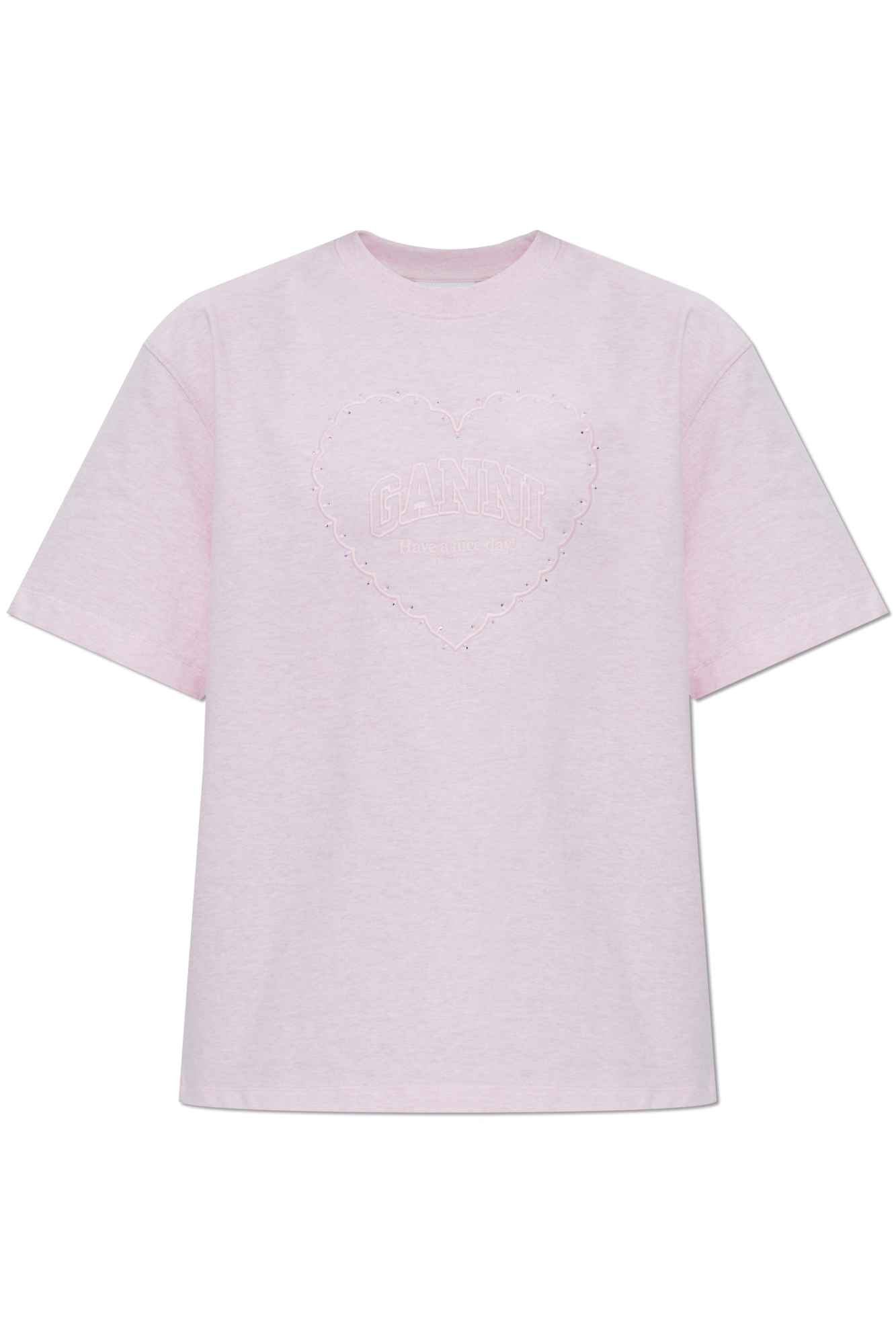 Pink T-shirt with logo Ganni - Vitkac AS